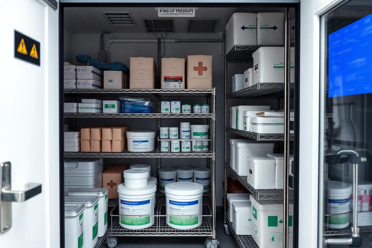 Healthcare cold storage shelves