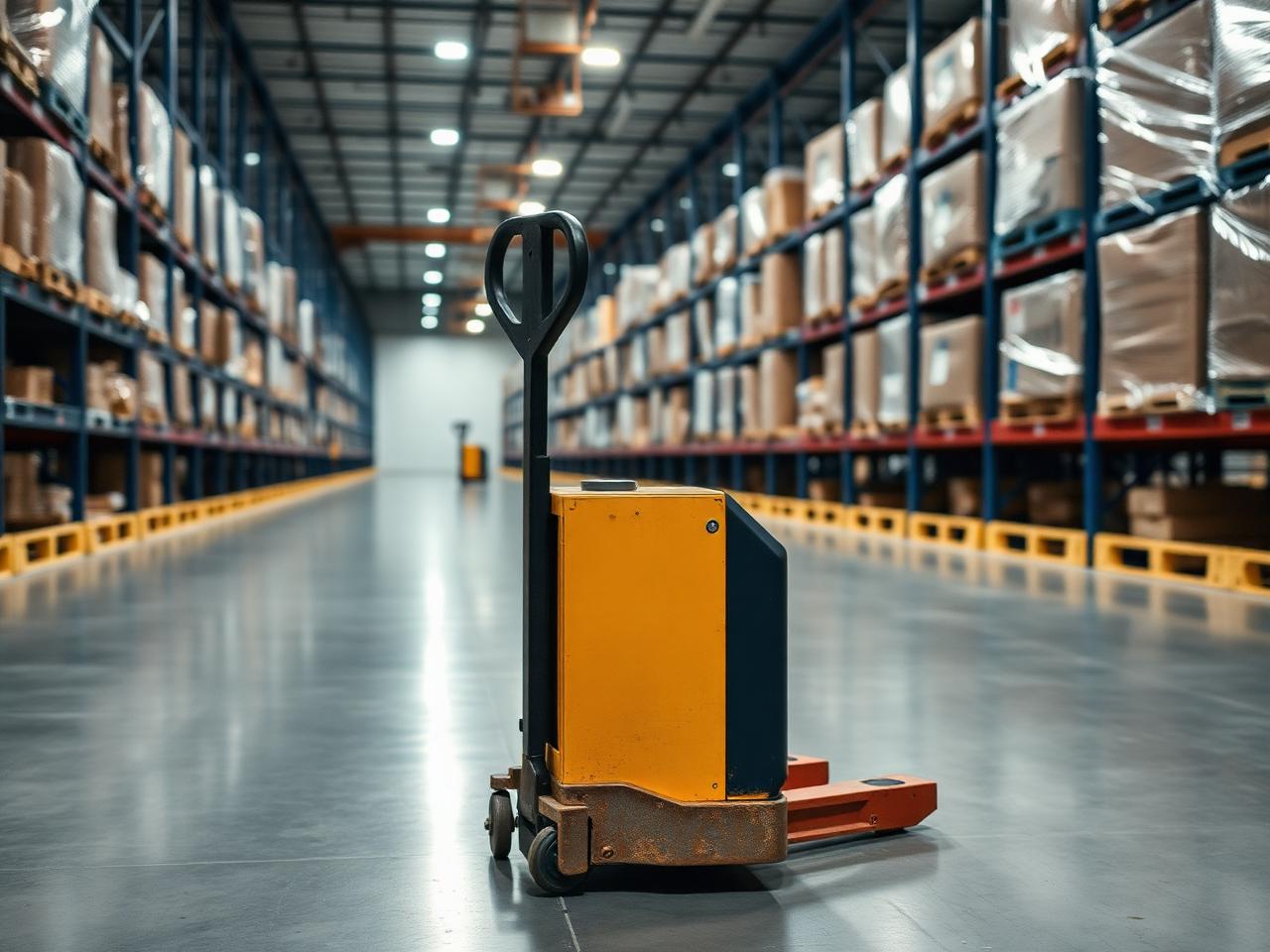 Warehouse Equipment — Pallet jacks, stretch wrap dispensers, hand carts, and dock accessories.