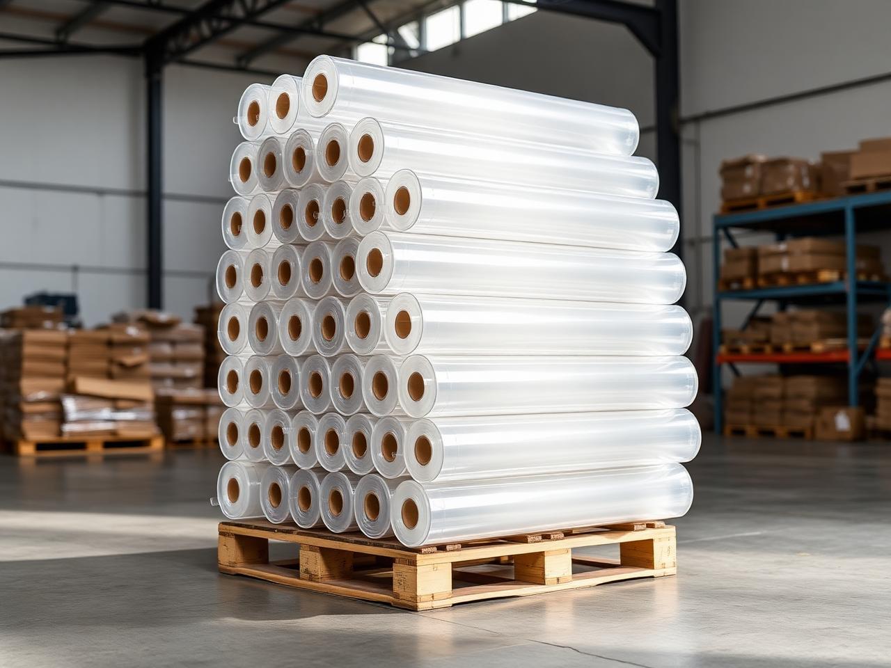 Stretch Film — Machine and hand-grade stretch film in 47–120 gauge for pallet load containment.